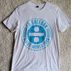 Ed Sheeran Divide World Tour Concert Tee White Graphic T-Shirt Mens Small